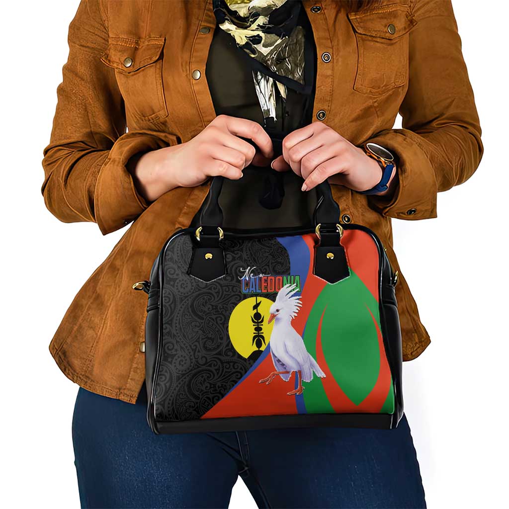 New Caledonia Shoulder Handbag Kagu Bird and The Seal with Melanesian Culture - Polynesian Pride