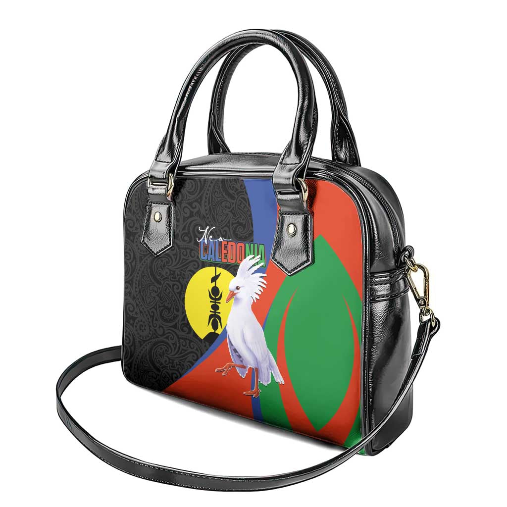 New Caledonia Shoulder Handbag Kagu Bird and The Seal with Melanesian Culture - Polynesian Pride