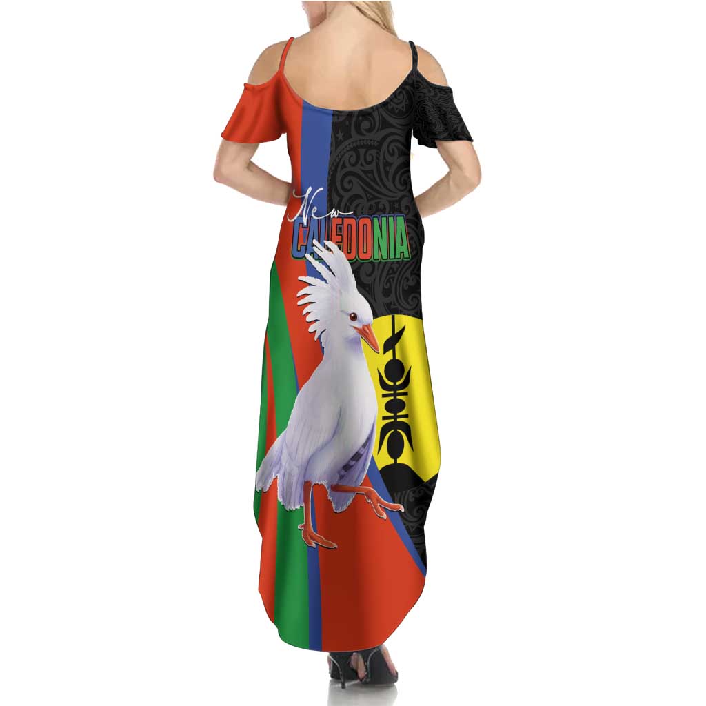 New Caledonia Summer Maxi Dress Kagu Bird and The Seal with Melanesian Culture - Polynesian Pride