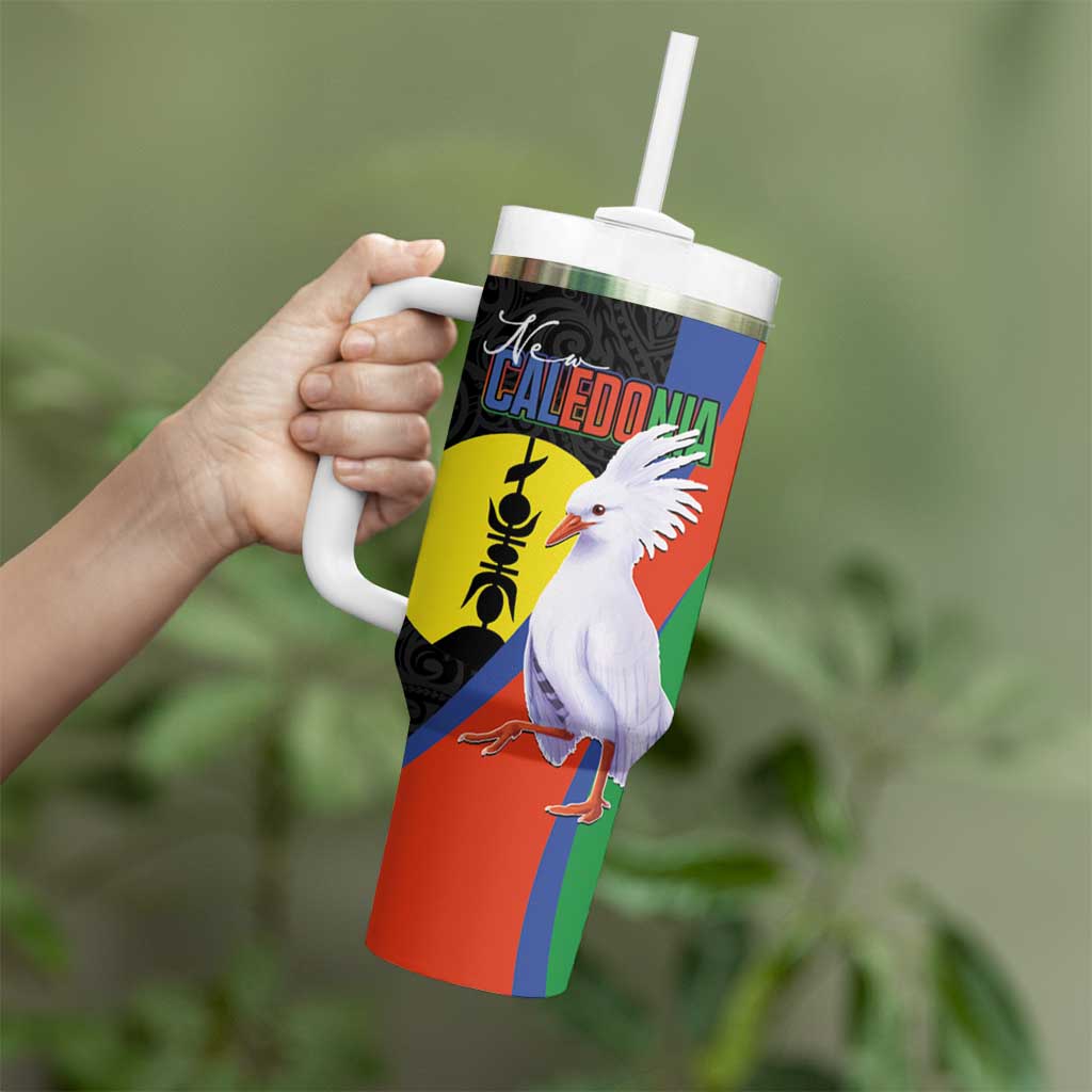 New Caledonia Tumbler With Handle Kagu Bird and The Seal with Melanesian Culture - Polynesian Pride