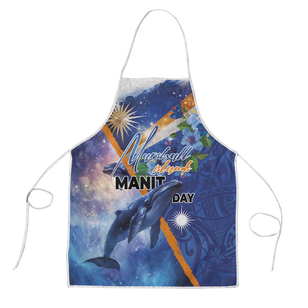 Marshall Islands Manit Day Apron Grunge National Flag with Whales and Tribal Tattoos - Polynesian Pride
