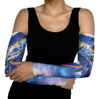 Marshall Islands Manit Day Arm Sleeves Grunge National Flag with Whales and Tribal Tattoos - Polynesian Pride