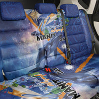 Marshall Islands Manit Day Back Car Seat Cover Grunge National Flag with Whales and Tribal Tattoos - Polynesian Pride