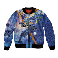 Marshall Islands Manit Day Bomber Jacket Grunge National Flag with Whales and Tribal Tattoos - Polynesian Pride