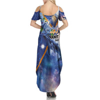 Marshall Islands Manit Day Family Matching Summer Maxi Dress and Hawaiian Shirt Grunge National Flag with Whales and Tribal Tattoos - Polynesian Pride