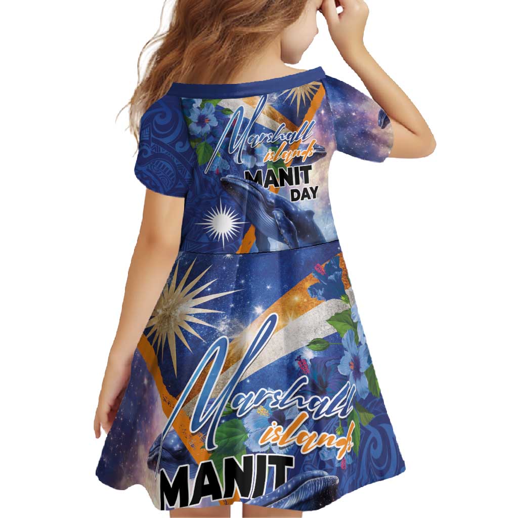 Marshall Islands Manit Day Family Matching Tank Maxi Dress and Hawaiian Shirt Grunge National Flag with Whales and Tribal Tattoos - Polynesian Pride