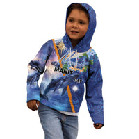 Marshall Islands Manit Day Kid Hoodie Grunge National Flag with Whales and Tribal Tattoos - Polynesian Pride
