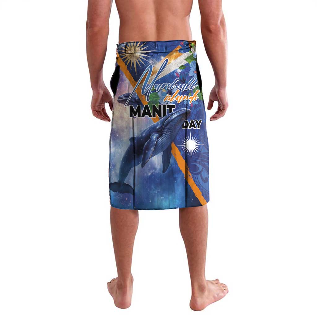 Marshall Islands Manit Day Lavalava Grunge National Flag with Whales and Tribal Tattoos - Polynesian Pride