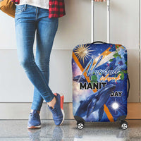 Marshall Islands Manit Day Luggage Cover Grunge National Flag with Whales and Tribal Tattoos - Polynesian Pride