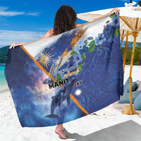 Marshall Islands Manit Day Sarong Grunge National Flag with Whales and Tribal Tattoos - Polynesian Pride