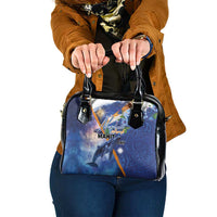 Marshall Islands Manit Day Shoulder Handbag Grunge National Flag with Whales and Tribal Tattoos - Polynesian Pride