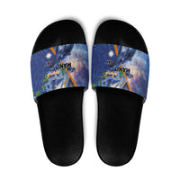Marshall Islands Manit Day Slide Sandals Grunge National Flag with Whales and Tribal Tattoos - Polynesian Pride