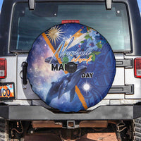 Marshall Islands Manit Day Spare Tire Cover Grunge National Flag with Whales and Tribal Tattoos - Polynesian Pride