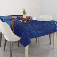 Marshall Islands Manit Day Tablecloth Grunge National Flag with Whales and Tribal Tattoos - Polynesian Pride