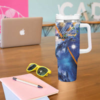 Marshall Islands Manit Day Tumbler With Handle Grunge National Flag with Whales and Tribal Tattoos - Polynesian Pride