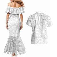 Samoan Culture-Lotu Tamaiti Couples Matching Mermaid Dress and Hawaiian Shirt Siapo and Polynesian Art Tattoos - Polynesian Pride