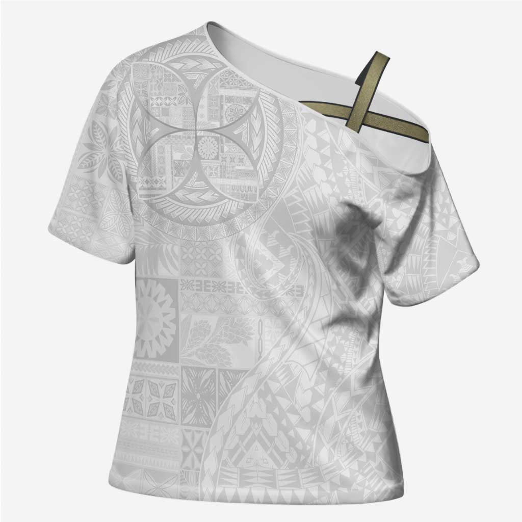 Samoan Culture-Lotu Tamaiti Cross Shoulder Shirt Siapo and Polynesian Art Tattoos - Polynesian Pride