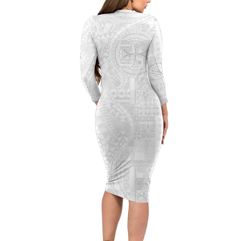 Samoan Culture-Lotu Tamaiti Family Matching Long Sleeve Bodycon Dress and Hawaiian Shirt Siapo and Polynesian Art Tattoos LT03 - Polynesian Pride