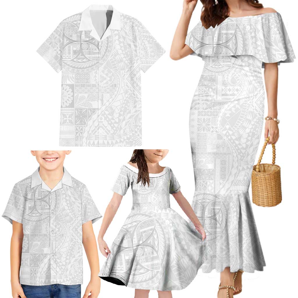 Samoan Culture-Lotu Tamaiti Family Matching Mermaid Dress and Hawaiian Shirt Siapo and Polynesian Art Tattoos - Polynesian Pride