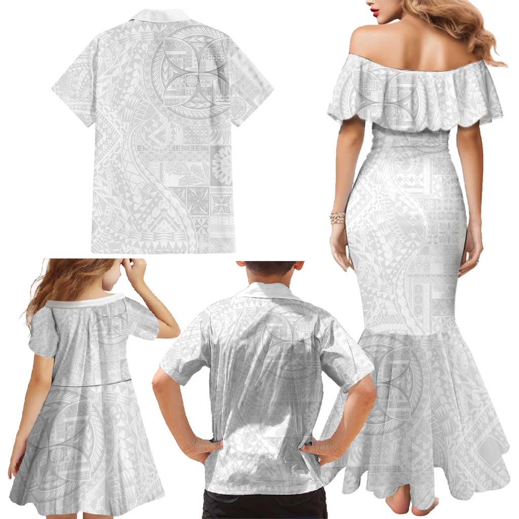 Samoan Culture-Lotu Tamaiti Family Matching Mermaid Dress and Hawaiian Shirt Siapo and Polynesian Art Tattoos - Polynesian Pride