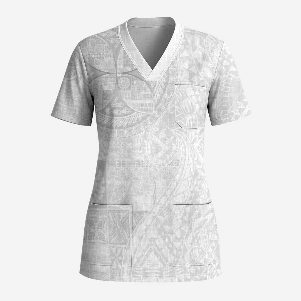 Samoan Culture-Lotu Tamaiti Scrub Top Siapo and Polynesian Art Tattoos - Polynesian Pride