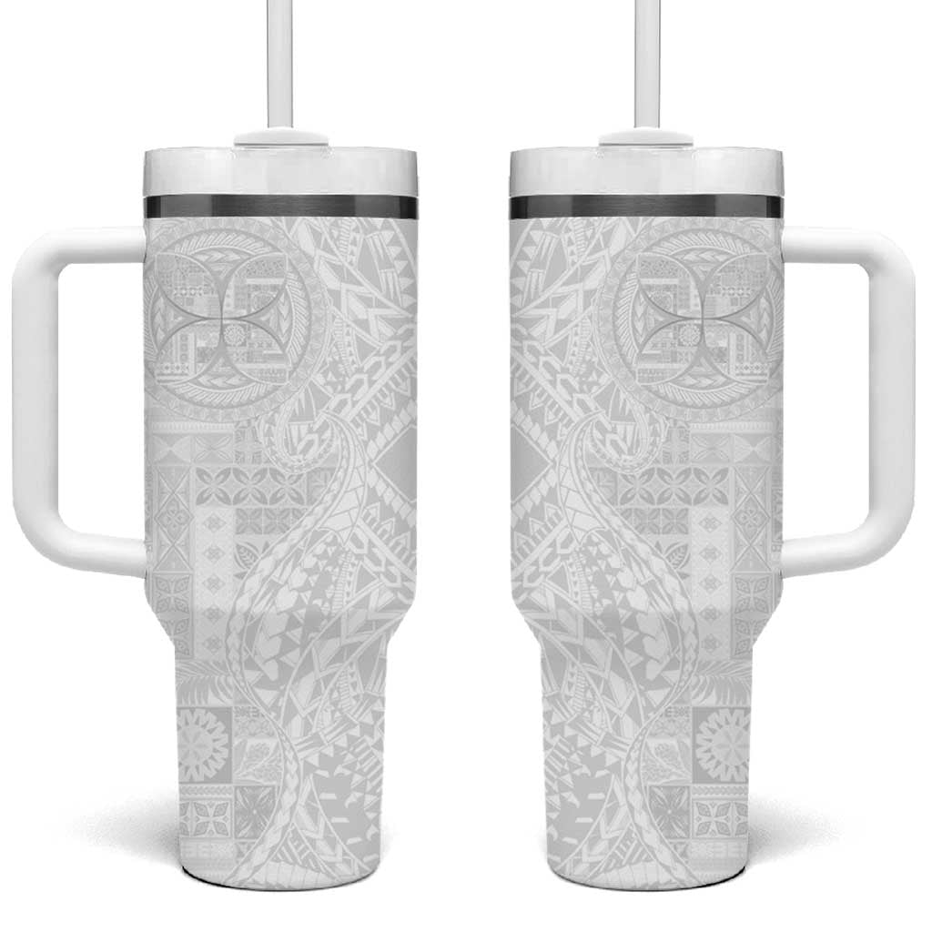 Samoan Culture-Lotu Tamaiti Tumbler With Handle Siapo and Polynesian Art Tattoos - Polynesian Pride