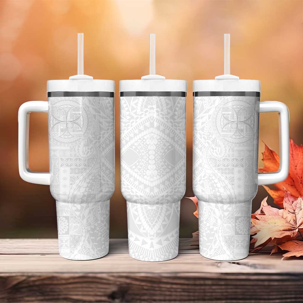 Samoan Culture-Lotu Tamaiti Tumbler With Handle Siapo and Polynesian Art Tattoos - Polynesian Pride