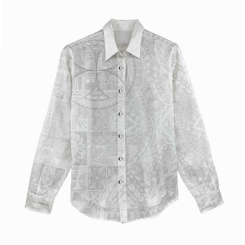 Samoan Culture-Lotu Tamaiti Women Casual Shirt Siapo and Polynesian Art Tattoos - Polynesian Pride