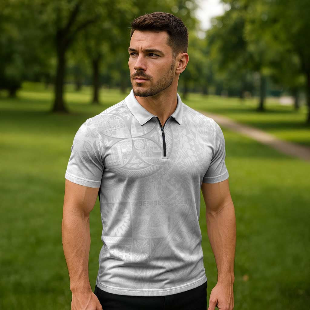 Samoan Culture-Lotu Tamaiti Zipper Polo Shirt Siapo and Polynesian Art Tattoos - Polynesian Pride