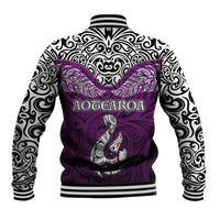 Aotearoa New Zealand Baseball Jacket Silver Fern and Matau with Maori Tribal Pink Style LT03 - Polynesian Pride