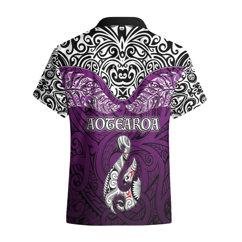 Aotearoa New Zealand Hawaiian Shirt Silver Fern and Matau with Maori Tribal Pink Style LT03 - Polynesian Pride