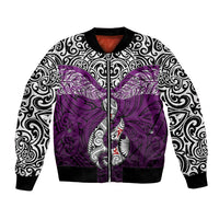 Custom Aotearoa New Zealand Bomber Jacket Silver Fern and Matau with Maori Tribal Pink Style LT03 Unisex Pink - Polynesian Pride