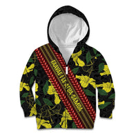 Samoan Culture Kid Hoodie Hibiscus and Ula Fala with Tapa Pattern Black Color LT03 Zip Hoodie Black - Polynesian Pride