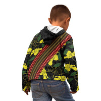 Samoan Culture Kid Hoodie Hibiscus and Ula Fala with Tapa Pattern Black Color LT03 - Polynesian Pride