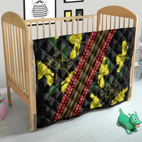 Samoan Culture Quilt Hibiscus and Ula Fala with Tapa Pattern Black Color LT03 - Polynesian Pride