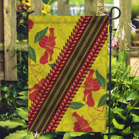Samoan Culture Garden Flag Hibiscus and Ula Fala with Tapa Pattern Yellow Color LT03 Garden Flag Yellow - Polynesian Pride