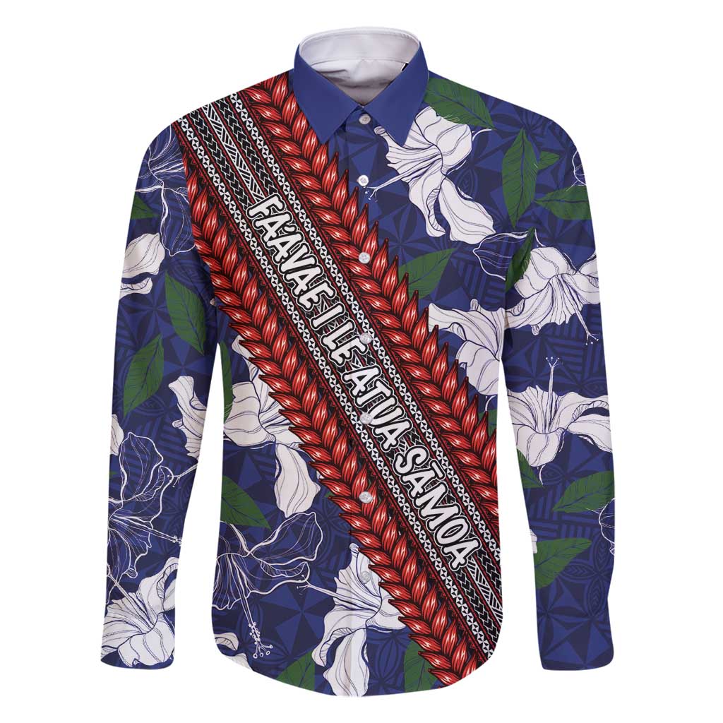 Samoan Culture Family Matching Tank Maxi Dress and Hawaiian Shirt Hibiscus and Ula Fala with Tapa Pattern Blue Color