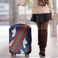 Samoan Culture Luggage Cover Hibiscus and Ula Fala with Tapa Pattern Blue Color LT03 - Polynesian Pride