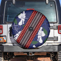 Samoan Culture Spare Tire Cover Hibiscus and Ula Fala with Tapa Pattern Blue Color LT03 Blue - Polynesian Pride