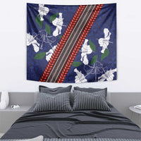 Samoan Culture Tapestry Hibiscus and Ula Fala with Tapa Pattern Blue Color LT03 - Polynesian Pride