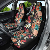 Hawaiian Hibiscus and Tropical Leaves Car Seat Cover Patchwork Grunge Abstract Vintage Style