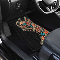 Hawaiian Hibiscus and Tropical Leaves Car Mats Patchwork Grunge Abstract and Tapa Tribal Pattern Half Style LT03 - Polynesian Pride