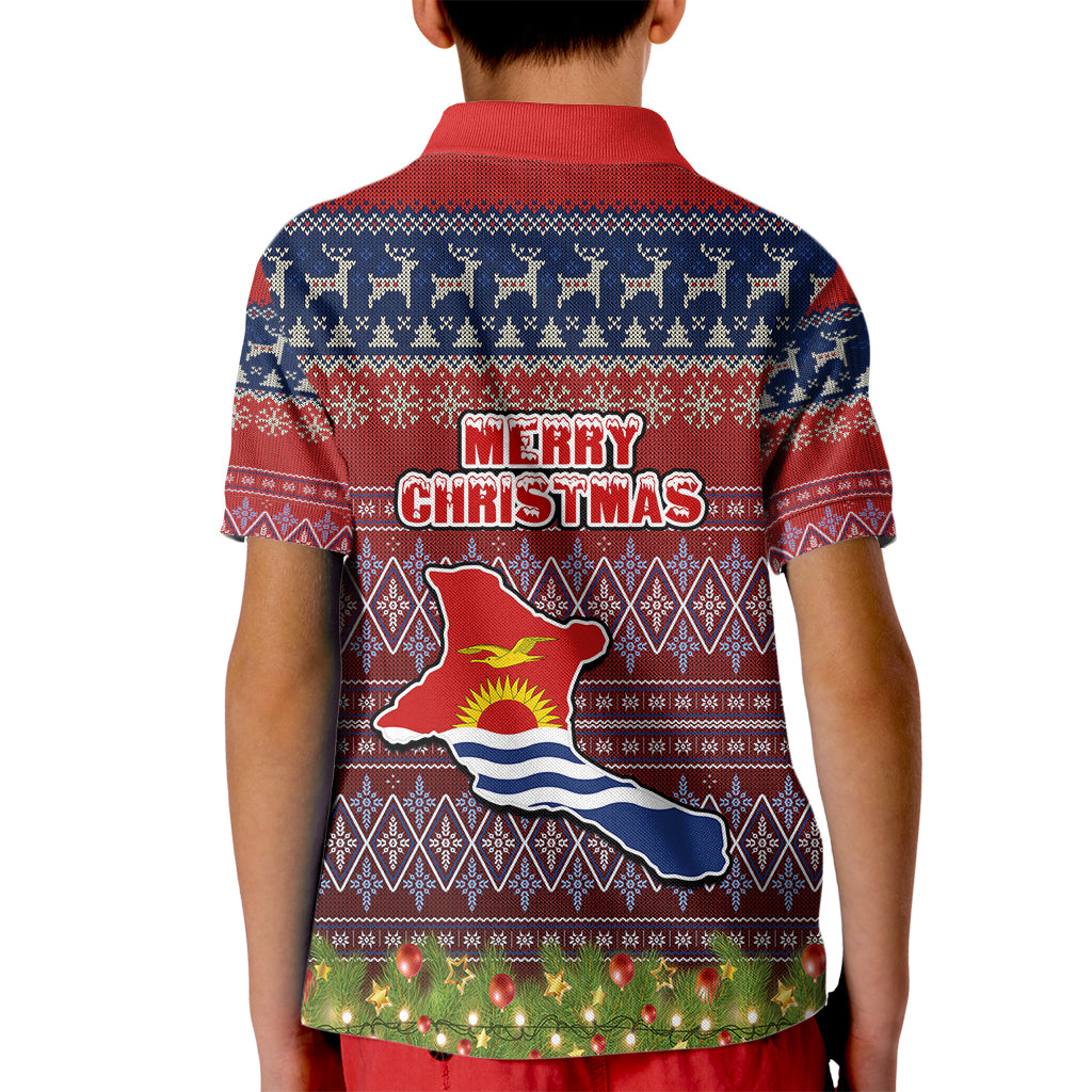Kiribati Christmas Kid Polo Shirt Coat of Arms and Map Beautiful Merry Xmas Snowflake LT03 - Polynesian Pride