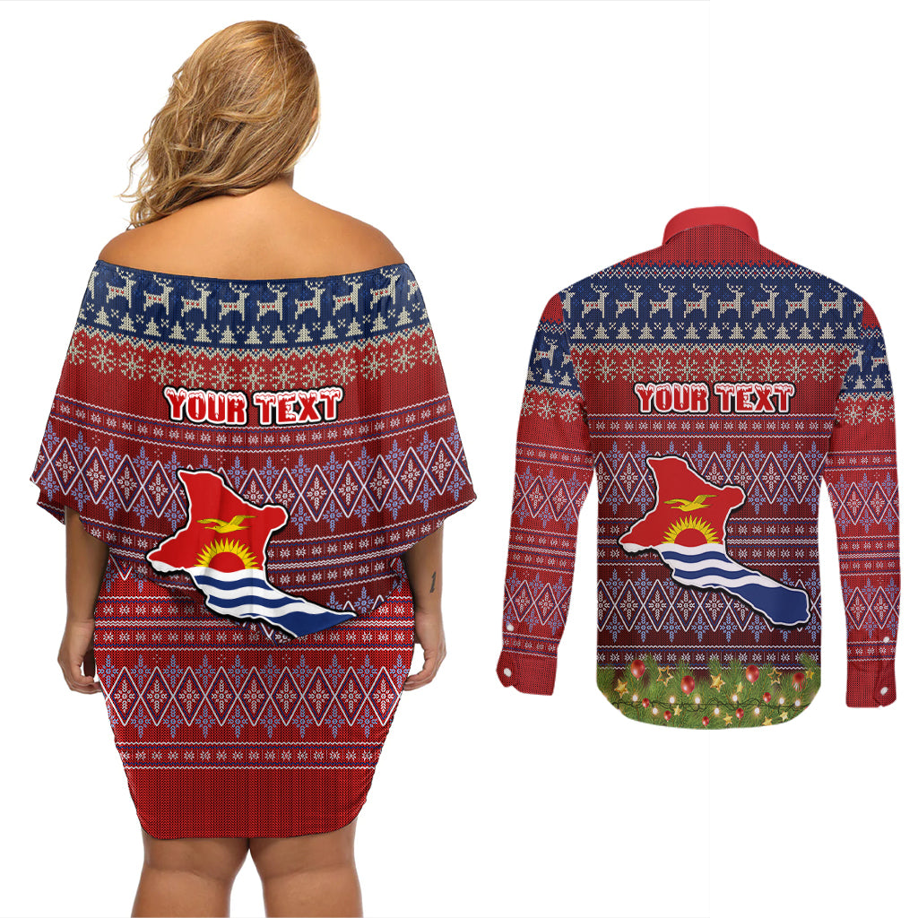 personalised-kiribati-christmas-couples-matching-off-shoulder-short-dress-and-long-sleeve-button-shirts-coat-of-arms-and-map-beautiful-merry-xmas-snowflake