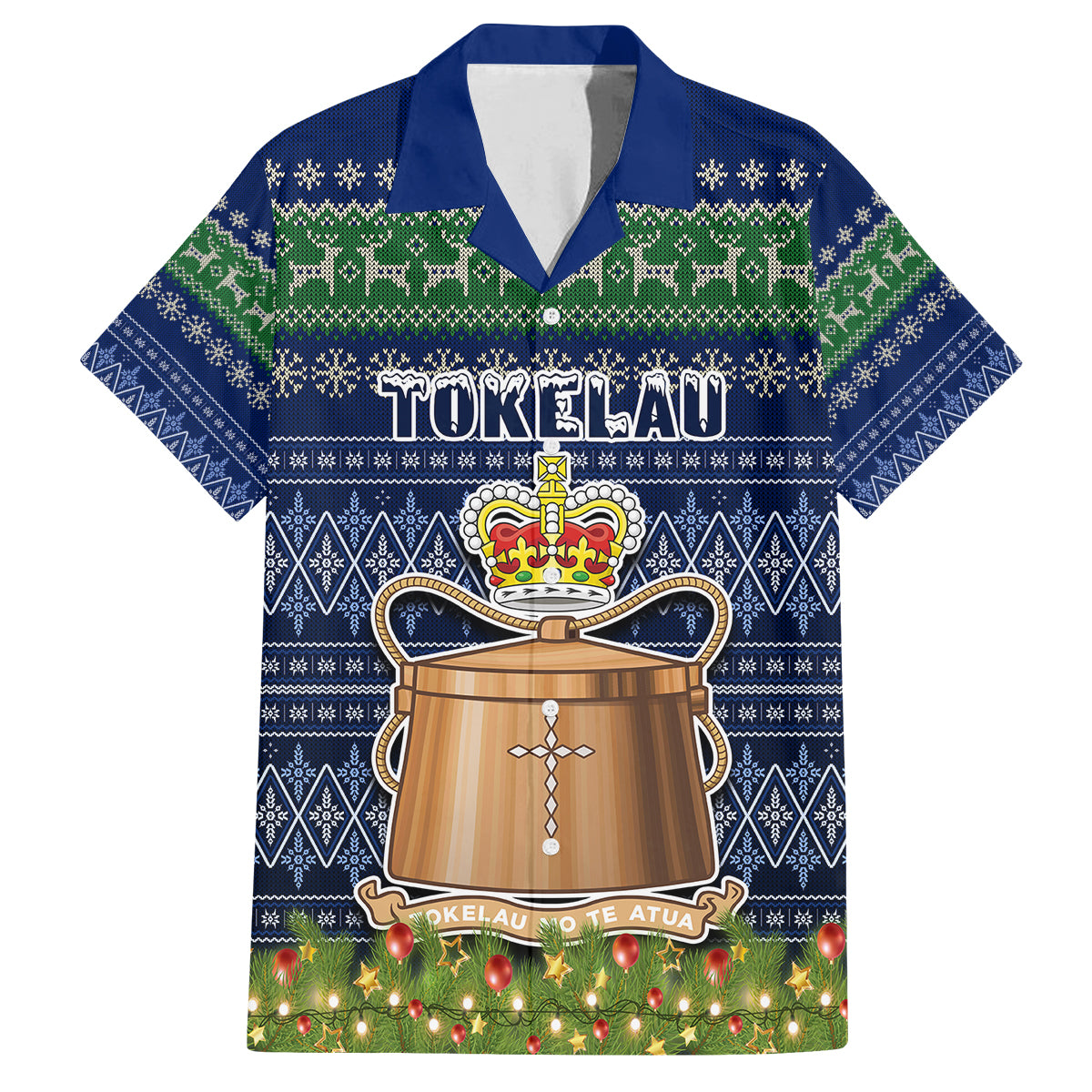 tokelau-christmas-family-matching-off-shoulder-short-dress-and-hawaiian-shirt-coat-of-arms-and-map-beautiful-merry-xmas-snowflake