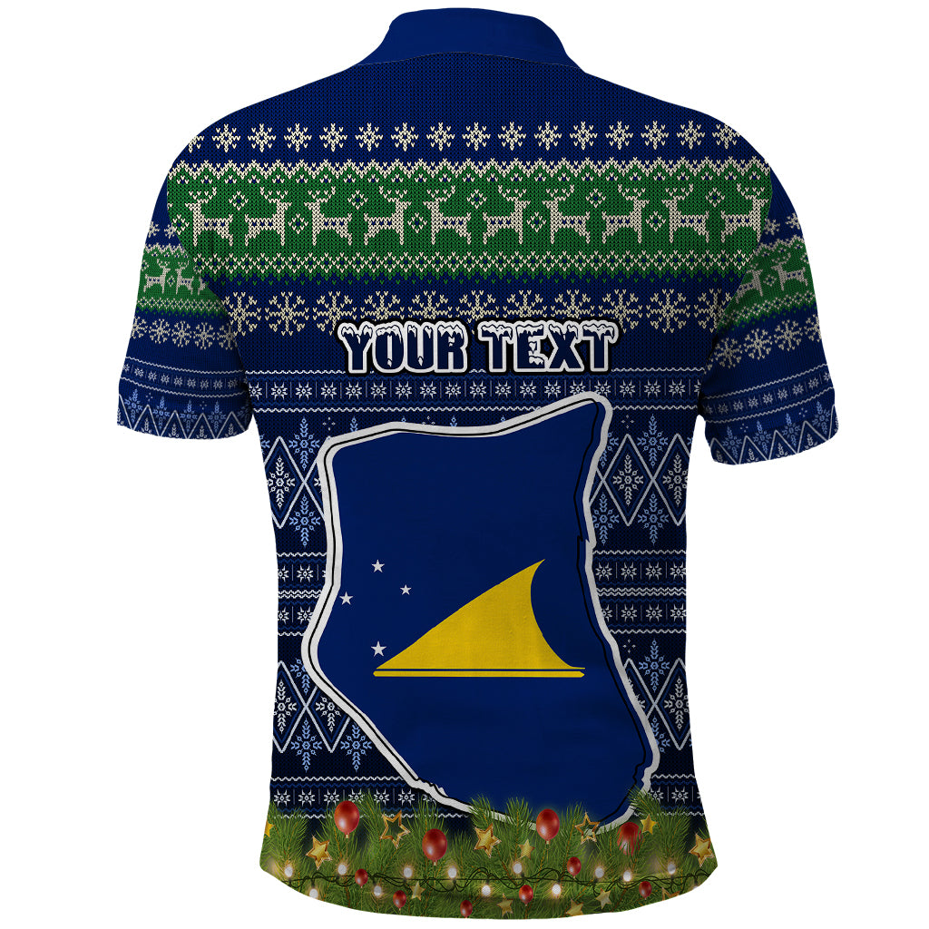 Personalised Tokelau Christmas Polo Shirt Coat of Arms and Map Beautiful Merry Xmas Snowflake LT03 - Polynesian Pride