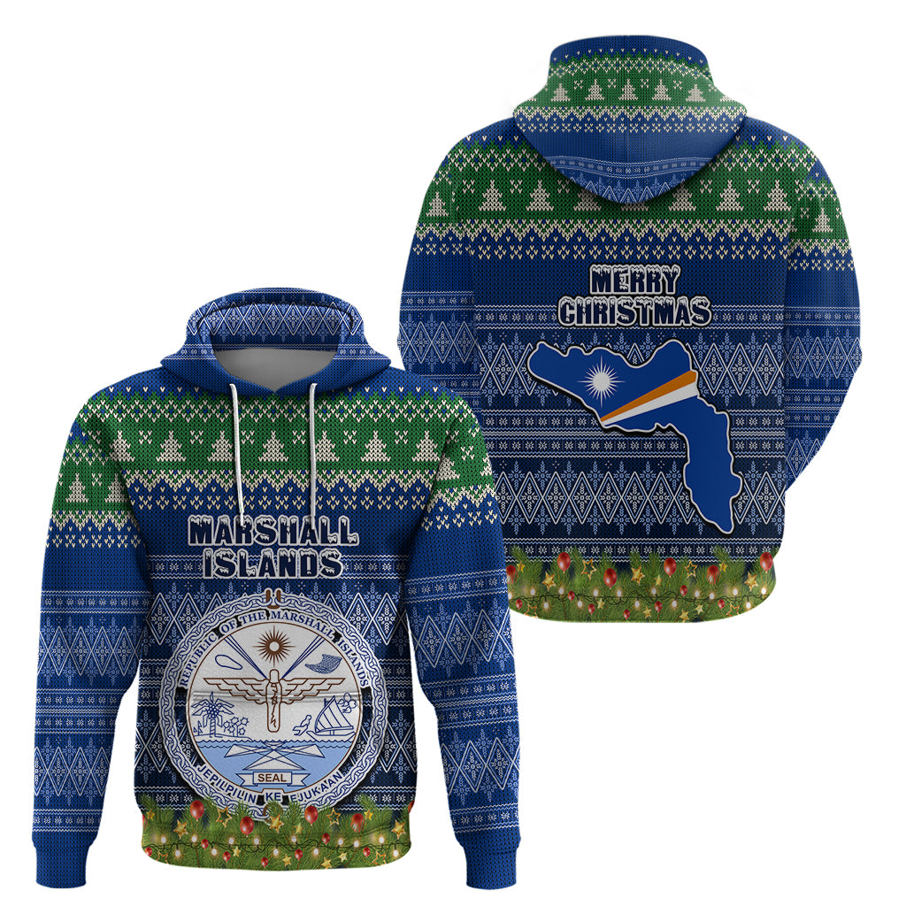 Marshall Islands Christmas Hoodie Coat of Arms and Map Beautiful Merry Xmas Snowflake LT03 - Polynesian Pride