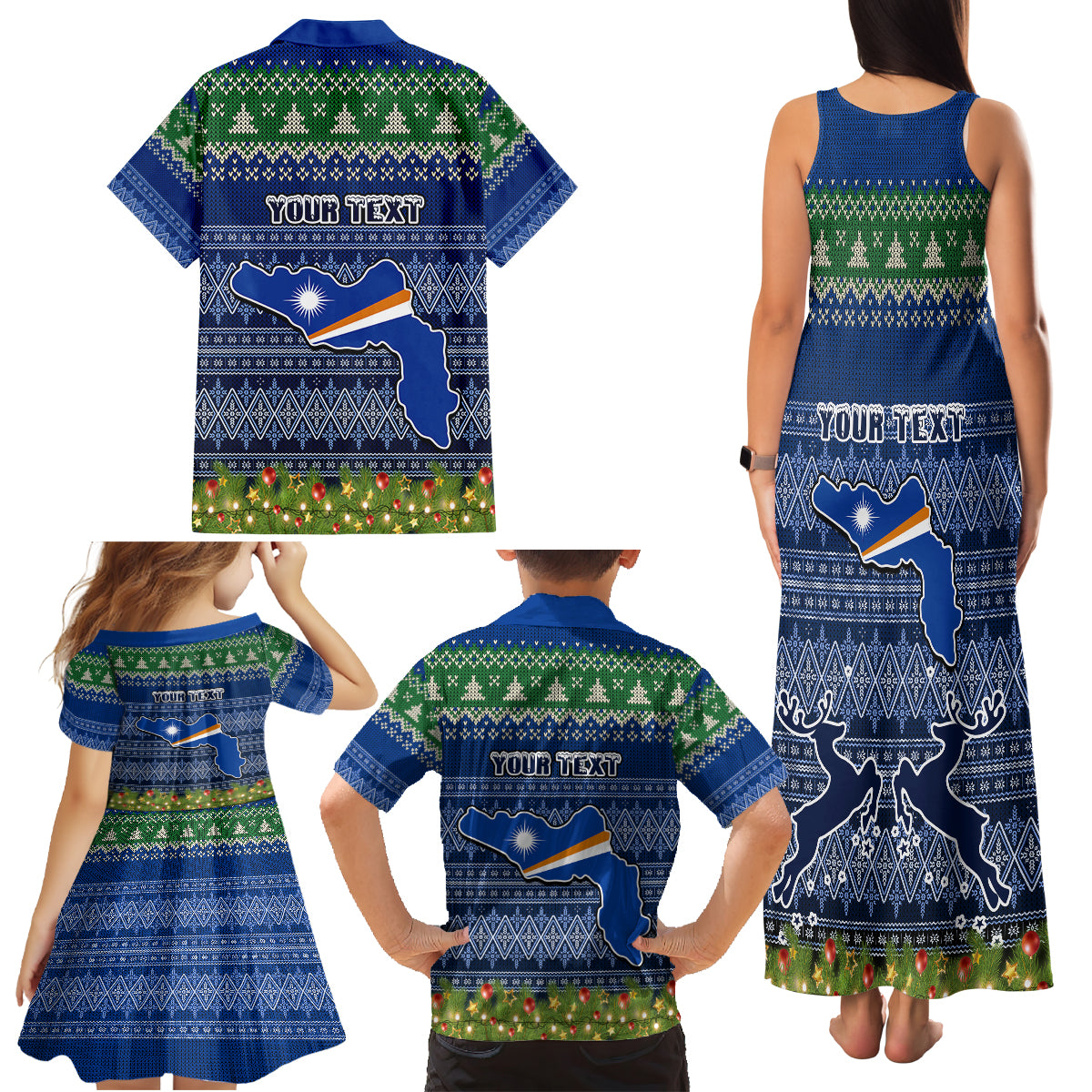 personalised-marshall-islands-christmas-family-matching-tank-maxi-dress-and-hawaiian-shirt-coat-of-arms-and-map-beautiful-merry-xmas-snowflake