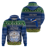 Personalised Marshall Islands Christmas Hoodie Coat of Arms and Map Beautiful Merry Xmas Snowflake LT03 - Polynesian Pride