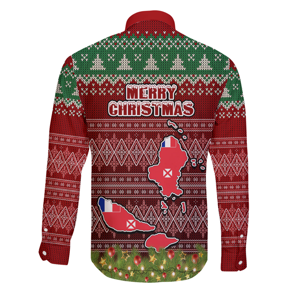 wallis-and-futuna-christmas-family-matching-off-shoulder-short-dress-and-hawaiian-shirt-coat-of-arms-and-map-beautiful-merry-xmas-snowflake